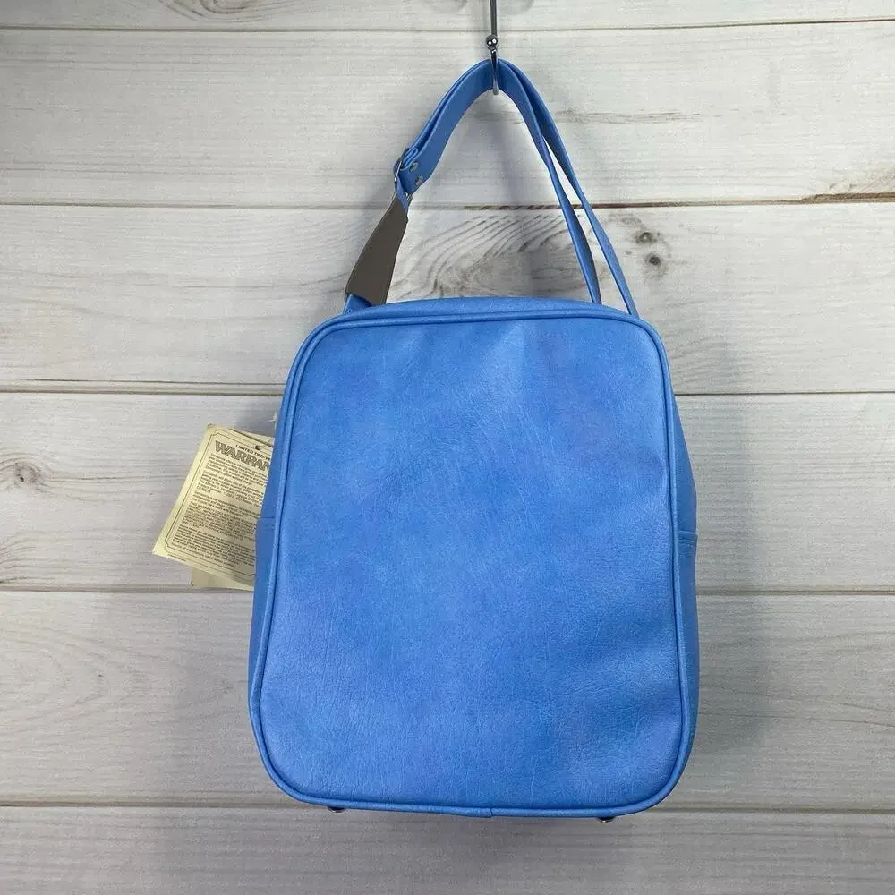 RETRO Vtg Samsonite Silhouette Weekender Bag Luggage Blue/Tan Shoulder Tote NOS